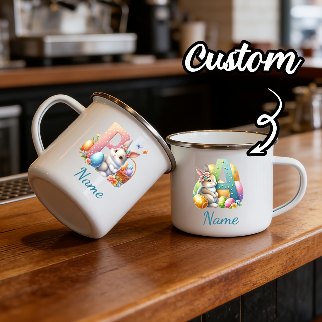 Coffee Equipment Names - Mug Pribadi Bermotif Bunga dengan Inisial